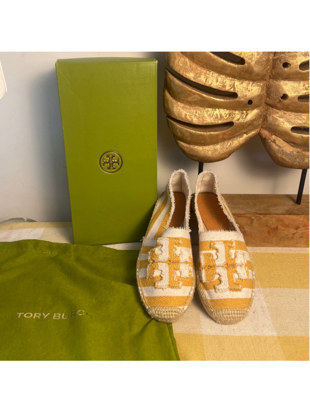 Tory burch frayed canvas aline denim espadrille in citrus